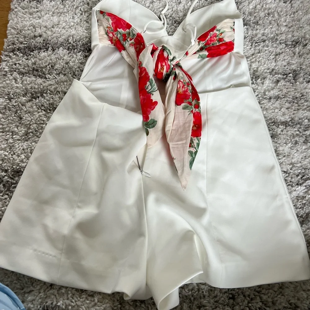 Zara White Mini Dress with Spaghetti Straps - Picture 4 of 8